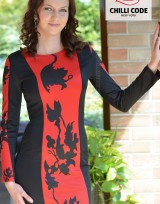 Sexy šaty Symmetrical Flower  - Černá/Červená